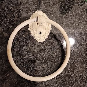 Vintage Cream Wrought- Iron Towel Ring Timeless Craftmanship